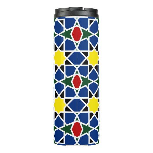 Marokkaanse Mozaïek Geometrisch Patroon ontwerp te Thermosbeker (Achterkant)