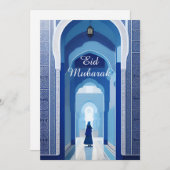 Marokkaanse mozaïekblauwe moskee Eid Mubarak vrede Kaart (Voorkant / Achterkant)