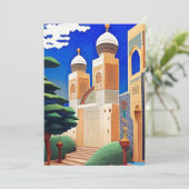 Marokkaanse mozaïekblauwe mozaïekgroene kunst Eid  Kaart (Staand voorkant)