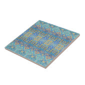 Marokkaanse mozaïekgoudturkooizen blauwe cer tegeltje (Zijkant)