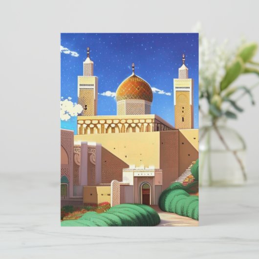 Marokkaanse mozaïekmoderne kunst Eid Mubarak Kaart (Staand voorkant)