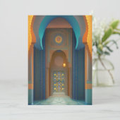 Marokkaanse mozaïekmoskee turquoise blauw goud kaart (Staand voorkant)