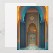 Marokkaanse mozaïekmoskee turquoise blauw goud kaart (Voorkant / Achterkant)