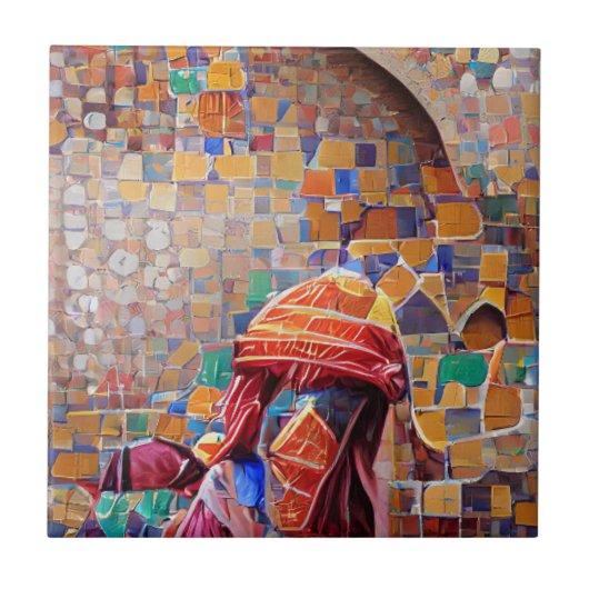 Marokkaanse mozaïekmulticolerige vakantiegeometris tegeltje (Voorkant)