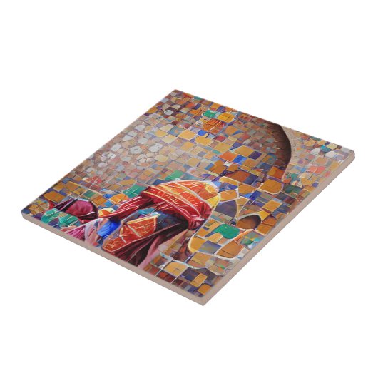 Marokkaanse mozaïekmulticolerige vakantiegeometris tegeltje (Zijkant)