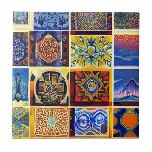 Marokkaanse mozaïekmulticolor abstracte kunst tegeltje (Voorkant)