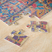 Marokkaanse mozaïekrode goudturquoise geometrische legpuzzel (Zijkant)