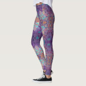 Marokkaanse mozaïekrode paarse turquoise geometris leggings (Links)