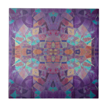 Marokkaanse mozaïekrode paarse turquoise geometris