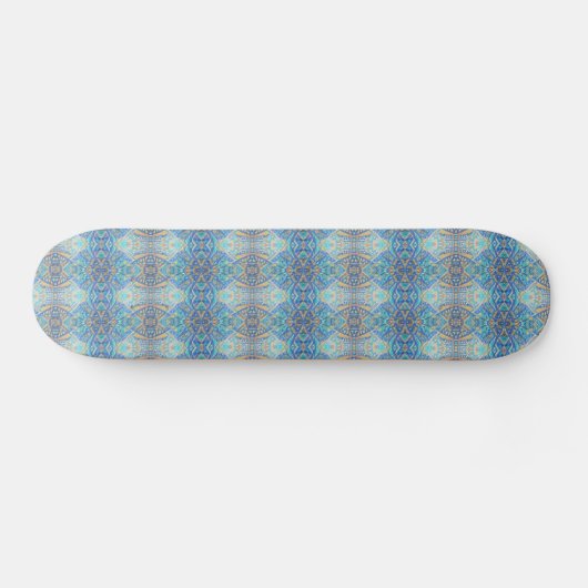 Marokkaanse mozaïekturquoise aquamarinenblauw persoonlijk skateboard (Horizontaal)