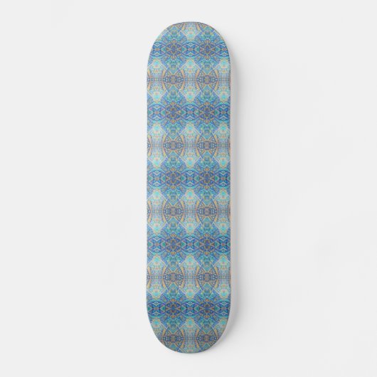 Marokkaanse mozaïekturquoise aquamarinenblauw persoonlijk skateboard (Voorkant)