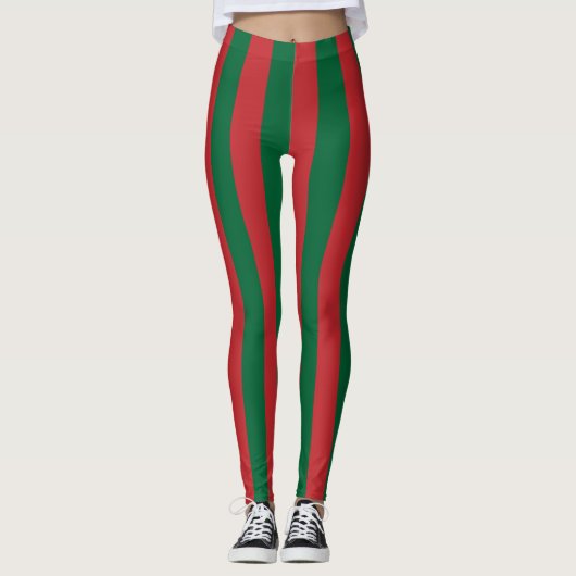 Marokkaanse nationale vlagkleuren - verticale stre leggings (Voorkant)