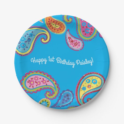 Marokkaanse Paisley Cute Boho Birthday Party Papieren Bordje (Voorkant)