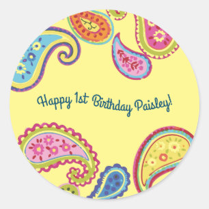 Marokkaanse Paisley Cute Colorful Birthday Party Ronde Sticker