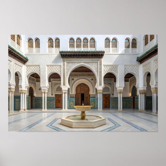 Marokkaanse paleishof met fontein poster (Voorkant)