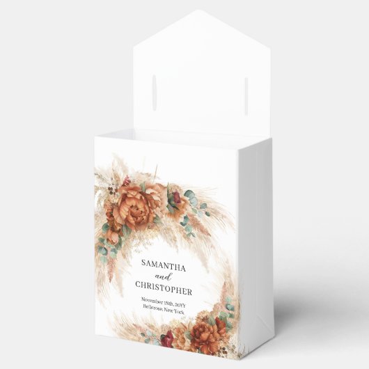 Marokkaanse pampa's en terracotta bloemen strand b bedankdoosjes (Geopend)