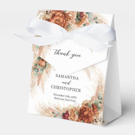 Marokkaanse pampa's en terracotta bloemen strand b bedankdoosjes (Voorkant Zijde)