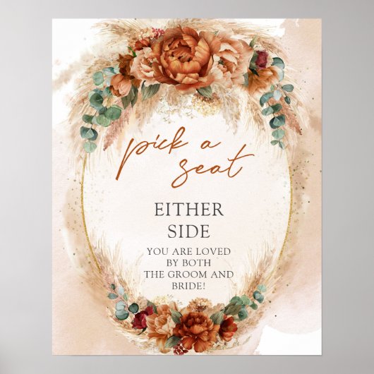 Marokkaanse Pampas terracotta Kies een stoel aan w Poster (Voorkant)