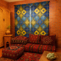  Marokkaanse Patroon Blauw Goud Quatrefoils