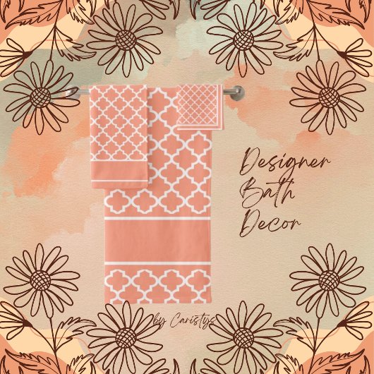 Marokkaanse peach roze Blush en White Bath Towel S Bad Handdoek