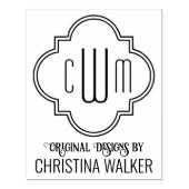 Marokkaanse Quatrefoil 3 Initiaal Zakelijke Verpak Rubberstempel (Afrduk)