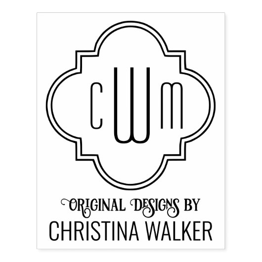 Marokkaanse Quatrefoil 3 Initiaal Zakelijke Verpak Rubberstempel (Afrduk)