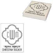 Marokkaanse Quatrefoil 3 Initiaal Zakelijke Verpak Rubberstempel (Gestempeld)