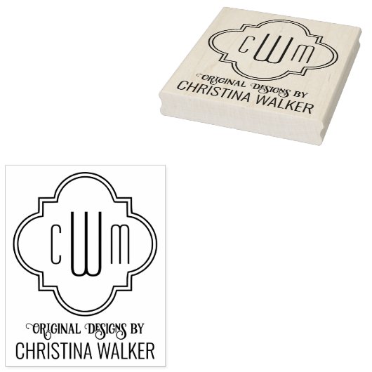 Marokkaanse Quatrefoil 3 Initiaal Zakelijke Verpak Rubberstempel (Gestempeld)