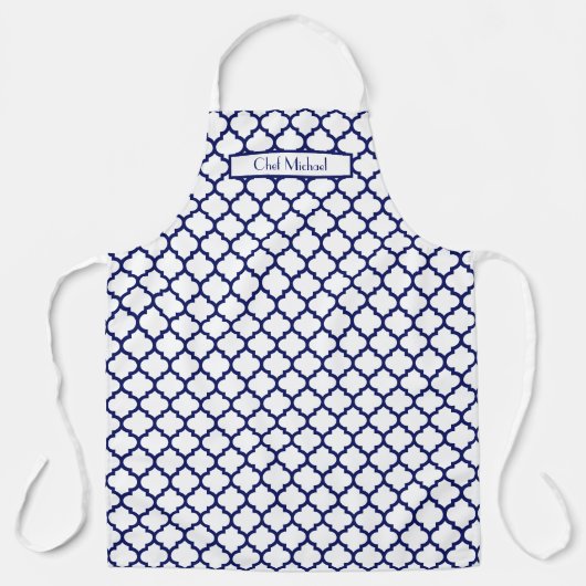Marokkaanse Quatrefoil #5 DIY Kleuren Marine Wit S Schort (Voorkant)