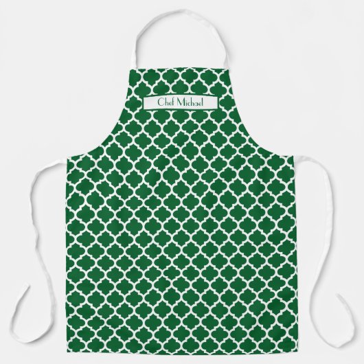 Marokkaanse Quatrefoil #5 DIY Kleuren Wit Groen SV Schort (Voorkant)