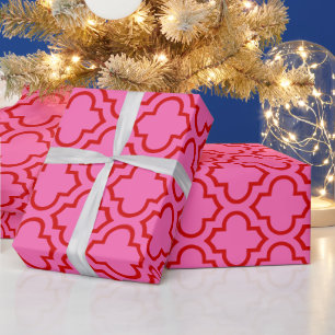 Marokkaanse Quatrefoil #6 DIY Colors Hot Pink Red Cadeaupapier