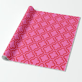 Marokkaanse Quatrefoil #6 DIY Colors Hot Pink Red Cadeaupapier (Uitgerold)
