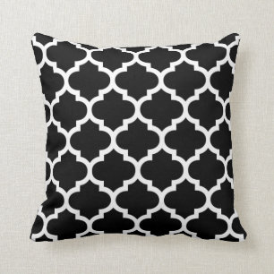 Marokkaanse Quatrefoil Black en White Pillow Kussen