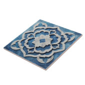Marokkaanse Quatrefoil Blauw en Wit Marmer Tegeltje (Zijkant)