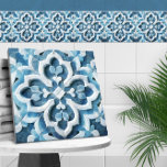 Marokkaanse Quatrefoil Blauw en Wit Marmer Tegeltje<br><div class="desc">Marokkaanse Quatrefoil Blauw en Wit Marmer</div>
