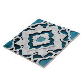 Marokkaanse Quatrefoil Blauw en Wit Marmer Tegeltje (Zijkant)