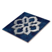 Marokkaanse Quatrefoil Blauw Marmer en Parel Tegeltje (Zijkant)