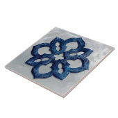 Marokkaanse Quatrefoil Blauw Marmer en Parel Tegeltje (Zijkant)