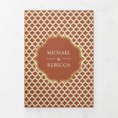 Marokkaanse Quatrefoil Boho Terracotta Arch Bruilo Drieluik Uitnodiging (Cover)