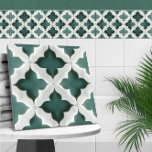 Marokkaanse Quatrefoil Gedempt Groen en Wit Marmer Tegeltje<br><div class="desc">Marokkaanse Quatrefoil Gedempt Groen en Wit Marmer</div>