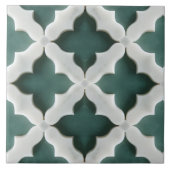 Marokkaanse Quatrefoil Gedempt Groen en Wit Marmer Tegeltje (Voorkant)