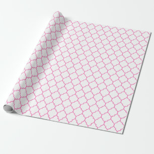 Marokkaanse Quatrefoil roze op wit omslagpapier Cadeaupapier