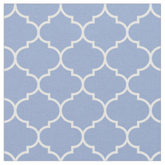 Marokkaanse Quatrefoil-sereniteit blauw en wit Stof