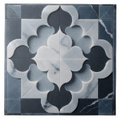 Marokkaanse Quatrefoil Slate Grey en Platinum Tegeltje (Voorkant)