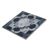 Marokkaanse Quatrefoil Slate Grey en Platinum Tegeltje (Zijkant)