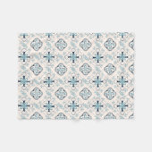 Marokkaanse sierblauwe crème etnisch gesticht in O Fleece Deken (Voorkant (Horizontaal))