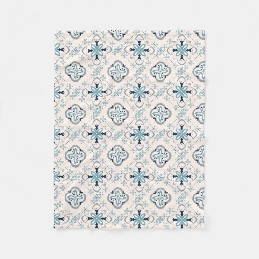 Marokkaanse sierblauwe crème etnisch gesticht in O Fleece Deken (Voorkant)