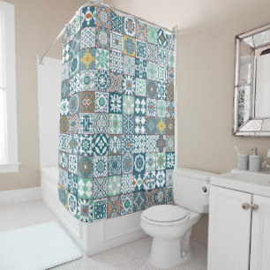 Marokkaanse sinaasappel-kalkturkooi douchegordijn