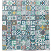 Marokkaanse sinaasappel-kalkturkooi douchegordijn (Voorkant)