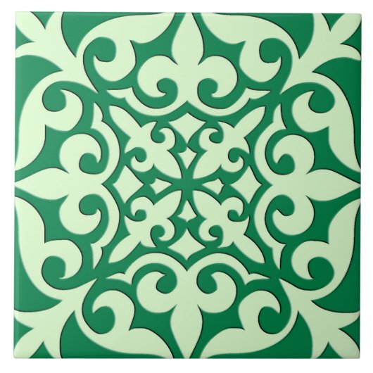 Marokkaanse smaragdgroen en lichtgroene tegel - tegeltje (Voorkant)
